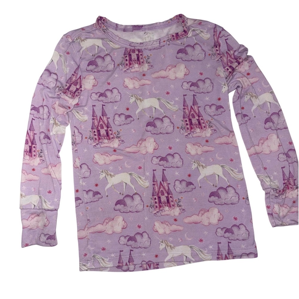 Posh Peanut Girls 3T-4T Lavender Unicorn Castle 2 Piece Pajama Set